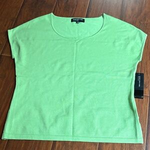 Jones New York Collection Light Green-Aloe Short Sleeve Top SZ L